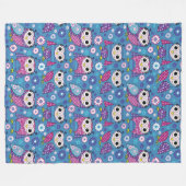Cute Uilen En Bloemen Fleece Deken (Voorkant (Horizontaal))