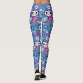 Cute Uilen En Bloemen Leggings (Achterkant)