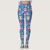 Cute Uilen En Bloemen Leggings (Voorkant)