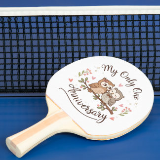 Cute Uilen “Mijn Eén En Alleen” Jubileum Roze T-Sh Tafeltennisbatje