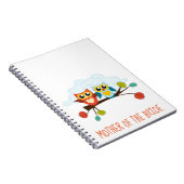Cute UILEN Thema Trouwen Blauw Oranje Notitieboek (Rechterzijde)