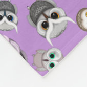 Cute Uilenpatroon op Paarse Achtergrond Fleece Deken (Hoek)