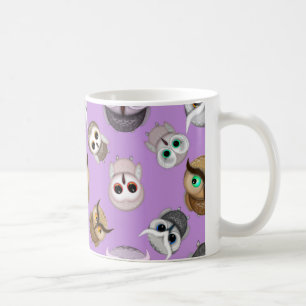 Cute Uilenpatroon op Paarse Achtergrond Koffiemok