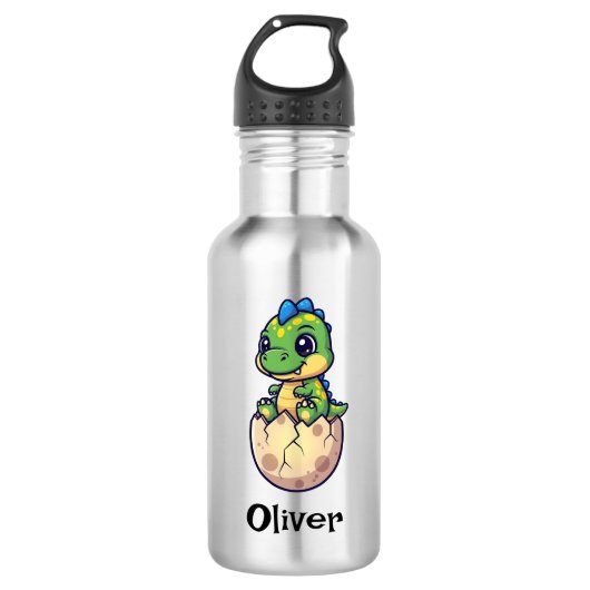 Cute Uitbroedende Baby Dinosaurus Waterfles (Voorkant)