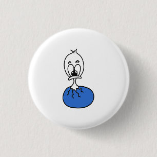 Cute uitkomende kip in een blauwe ei ronde button 3,2 cm