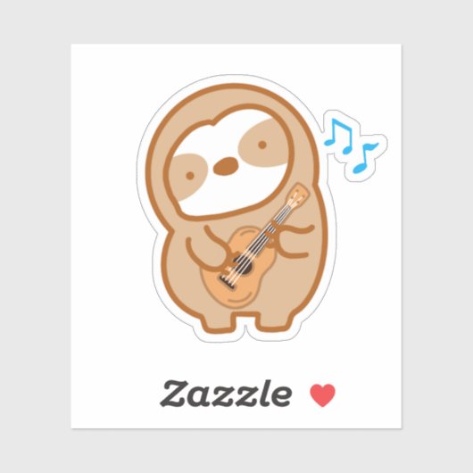 Cute Ukulele Sloth Sticker (Vel)