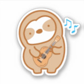 Cute Ukulele Sloth Sticker (Voorkant)