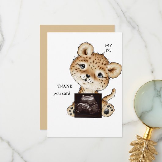 Cute Ultrasound Photo Boy Funny Hartelijk dank Bedankkaart (Voorkant / Achterkant in situ)