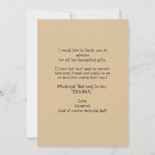 Cute Ultrasound Photo Boy Funny Hartelijk dank Bedankkaart (Achterkant)