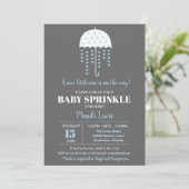 Cute Umbrella Blue Baby Sprinkle of Baby shower Kaart (Staand voorkant)