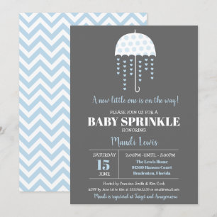 Cute Umbrella Blue Baby Sprinkle of Baby shower Kaart