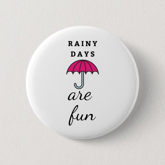 Cute Umbrella Rainy Days: Fun Text Ronde Button 5,7 Cm (Voorkant)