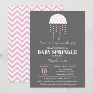 Cute Umbrella roze Baby Sprinkle of Baby shower Kaart