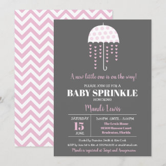 Cute Umbrella roze Baby Sprinkle of Baby shower Kaart
