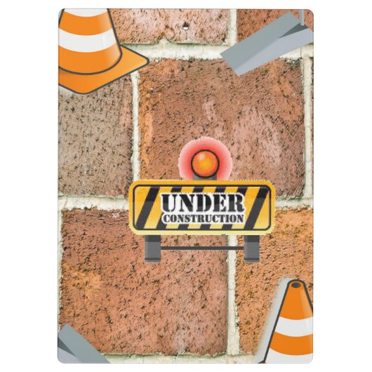 Cute Under Construction Clipboard  Klembord (Achterkant)