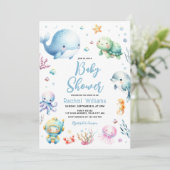 Cute Under the Sea Baby Borrel Kaart (Staand voorkant)