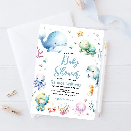 Cute Under the Sea Baby Borrel Kaart