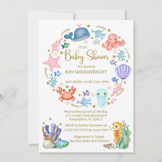 Cute Under the Sea Geslachtsonbekende Babyshower Kaart (Voorkant)