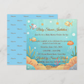 Cute Under the Sea Little Fish Baby Shower Invitat Kaart (Voorkant / Achterkant)