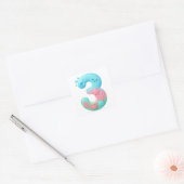 Cute Under The Sea Theme Cartoon Number 3 Vierkante Sticker (Envelop)