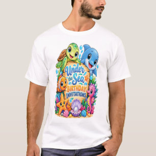 Cute Under the Sea Verjaardagsfeeststicker  T-shirt