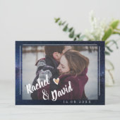 Cute under the Stars Typography Photo Wedding Save The Date (Staand voorkant)