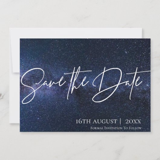 Cute under the Stars Typography Photo Wedding Save The Date (Achterkant)