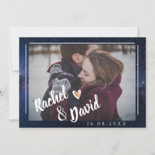 Cute under the Stars Typography Photo Wedding Save The Date