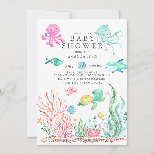 Cute under the Zee Baby shower Invitation Kaart (Voorkant)