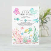Cute under the Zee Baby shower Invitation Kaart (Staand voorkant)