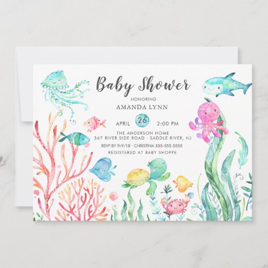 Cute under the Zee Baby shower Invitation Kaart (Voorkant)