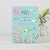 Cute under the Zee Baby shower Invitation Kaart (Staand voorkant)