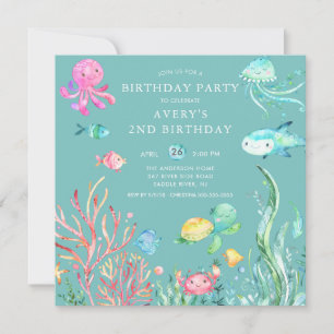 Cute under the Zee Birthday Invitation Kaart