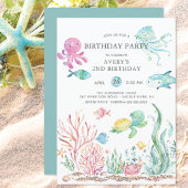 Cute under the Zee Birthday Invitation Kaart