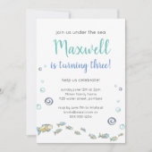 Cute under the Zee, driedaagse verjaardag Kaart (Voorkant)