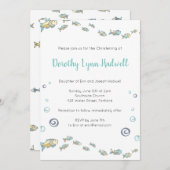 Cute under the Zee Fish Baptism Christening Kaart (Voorkant / Achterkant)