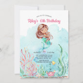 Cute under the Zee Mermaid Birthday Invitation Kaart (Voorkant)