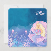 Cute under the Zee Mermaid Birthday Invitation Kaart (Achterkant)