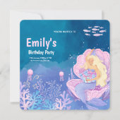 Cute under the Zee Mermaid Birthday Invitation Kaart (Voorkant)