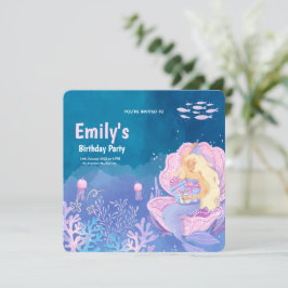Cute under the Zee Mermaid Birthday Invitation Kaart