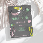 Cute under the Zee Mermaid Birthday Invitation Kaart