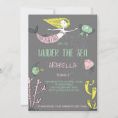 Cute under the Zee Mermaid Birthday Invitation Kaart (Voorkant)