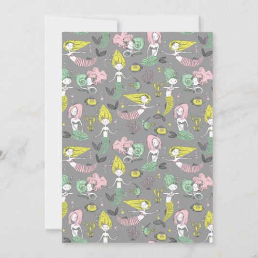 Cute under the Zee Mermaid Birthday Invitation Kaart (Achterkant)