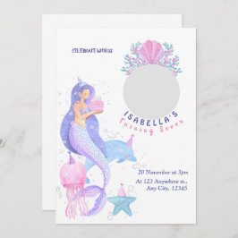 Cute under the Zee Mermaid Birthday Invitation Kaart