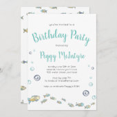 Cute under the Zee Nautical Birthday Invitation Kaart (Voorkant / Achterkant)