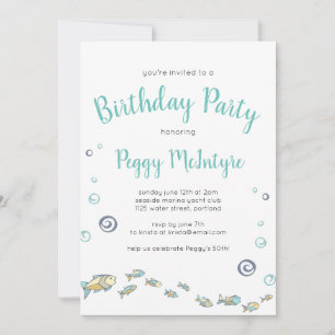 Cute under the Zee Nautical Birthday Invitation Kaart