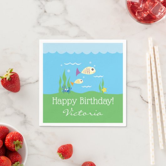 Cute under the Zee Ocean Aquarium Birthday Party Servetten (Insitu)