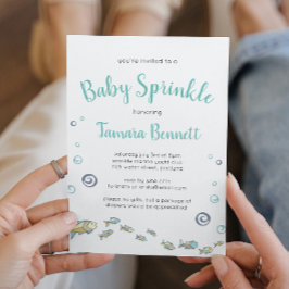 Cute under the Zee Ocean Baby Sprinkle Invitation Kaart