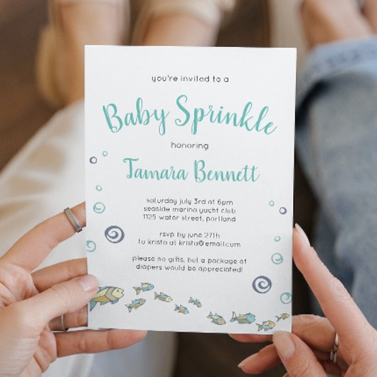 Cute under the Zee Ocean Baby Sprinkle Invitation Kaart