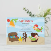 Cute under Zee Mermaid Birthday Party Kaart (Staand voorkant)